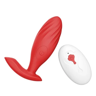 Анальная пробка с вибрацией «ButBut anal plug», с пультом дистанционного управления, 10 режимов вибрации, цвет красный