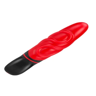 Роскошный вибратор с выпуклыми ребрышками для стимуляции AMOR BIG VIBRATOR BRUCE Red (Приложение НЕ Функционирует!)