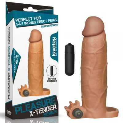 Увеличивающая насадка с вибрацией Add 3" Vibrating Penis Sleeve, Brown