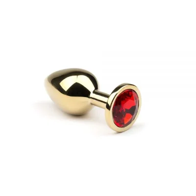 Анальная пробка с камнем Gold Ruby, M