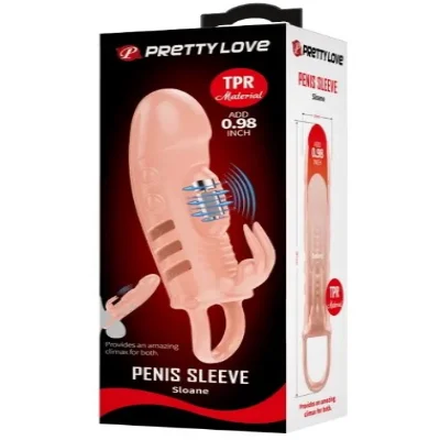 Удлиняющая насадка с вибростимуляцией ( на 2,5 см ) PRETTY LOVE - PENIS SLEEVE Sloane цвет телесный