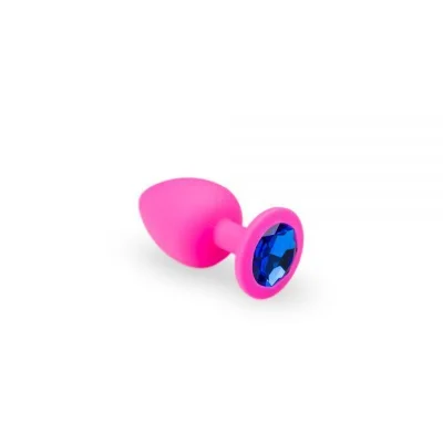 Анальная пробка со стразом Pink Silicone Sapphire, S