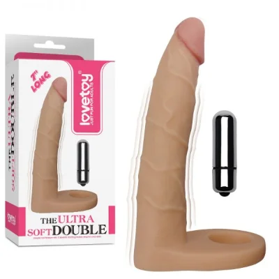Телесная насадка-вибратор для двойного проникновения 7" The Ultra Soft Double-Vibrating 17 см