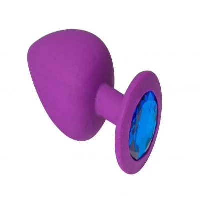 Силиконовая анальная пробка с синим кристаллом Purple Silicone Sapphire, M