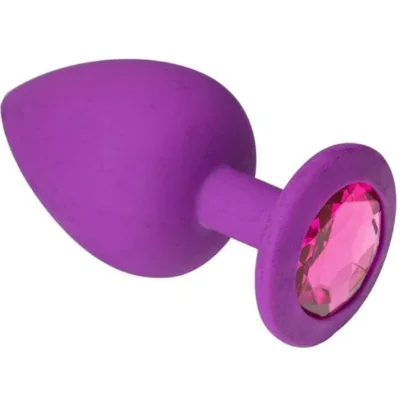 Анальная пробка, силиконовая с розовым камнем , S