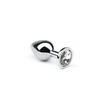 Анальная пробка со стразом Silver Diamond, S