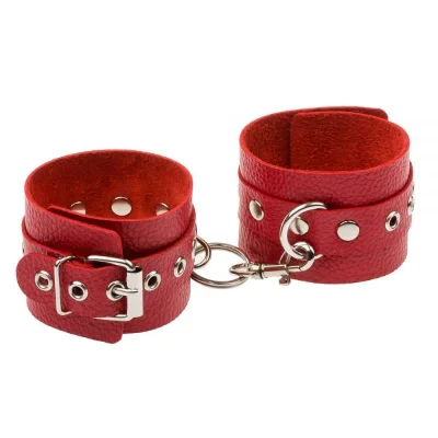 Наручники Leather Double Fix Hand Cuffs, Red