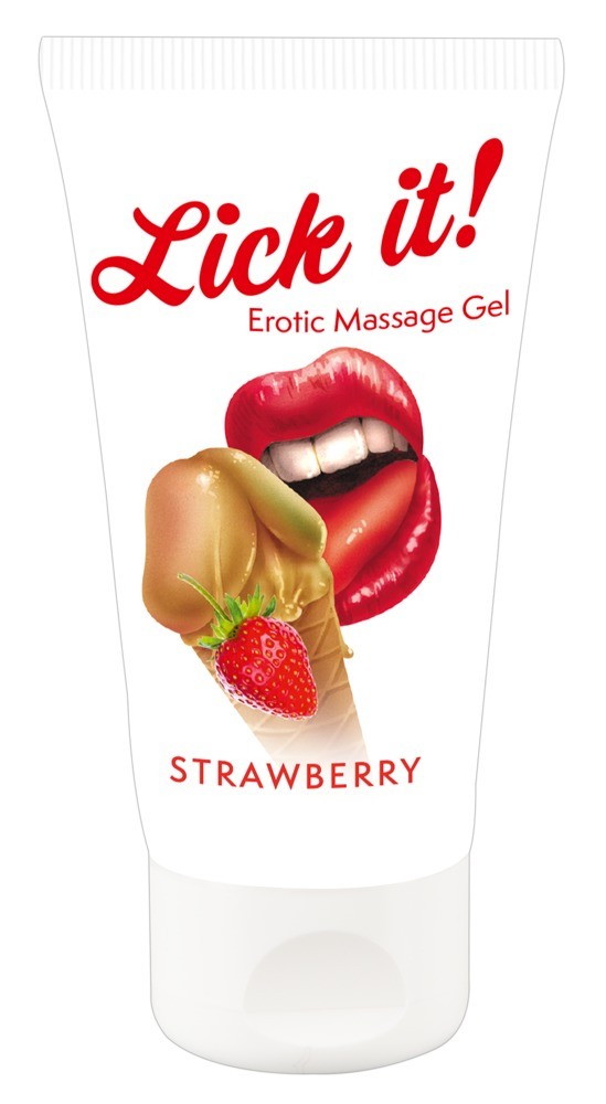 2в1 лубрикант та масажна олія - Lick It! Strawberry, 50 мл - зображення 1