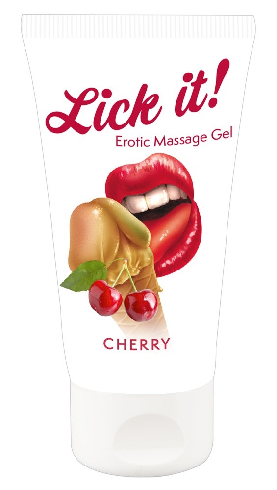 2в1 лубрикант та масажна олія - Lick It! Cherry, 50 мл - зображення 1