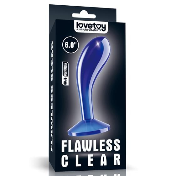 Анальна пробка - Flawless Clear Prostate Plug 6" Blue - зображення 1