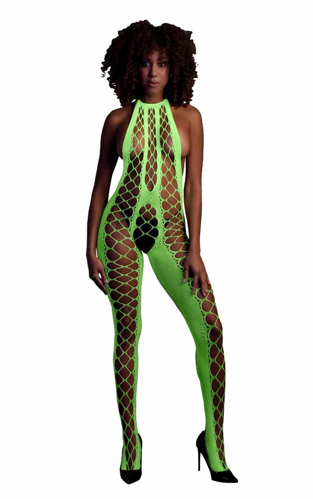 Бодістокінг - Ouch! Bodystocking With Halterneck Green, XS/XL - зображення 1