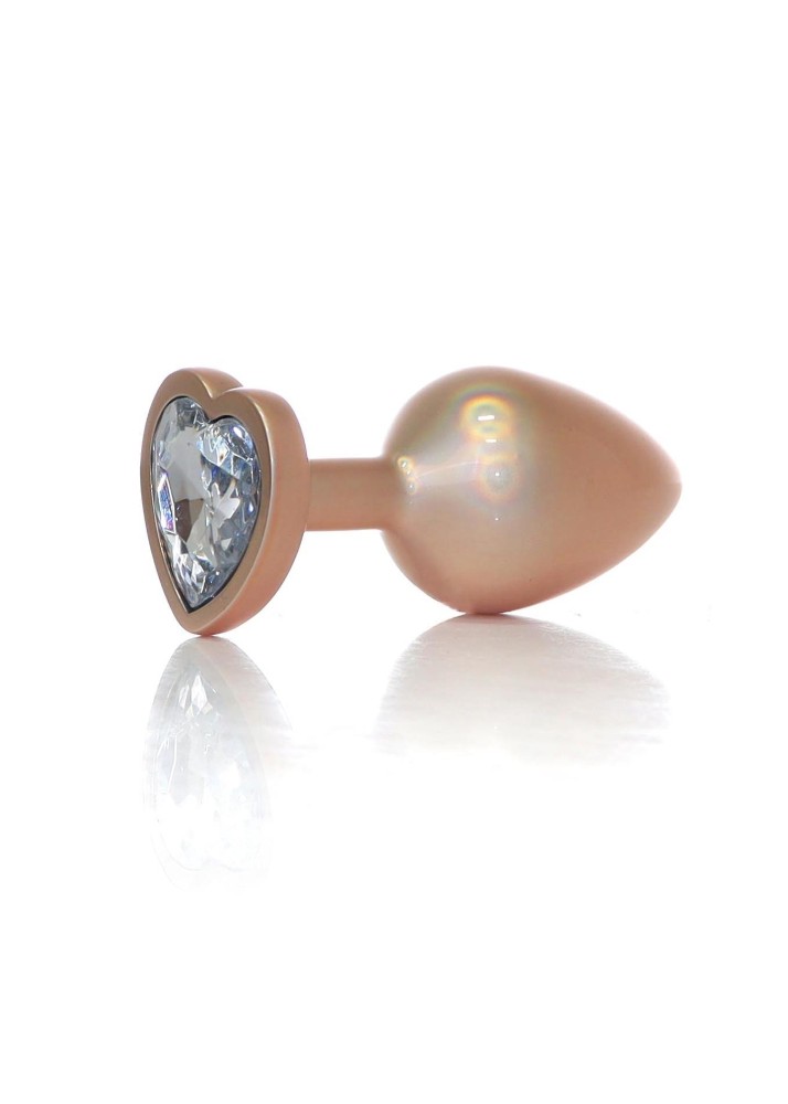 Анальна пробка - Jewellery Pearl Gold Heart Plug Clear L - зображення 1