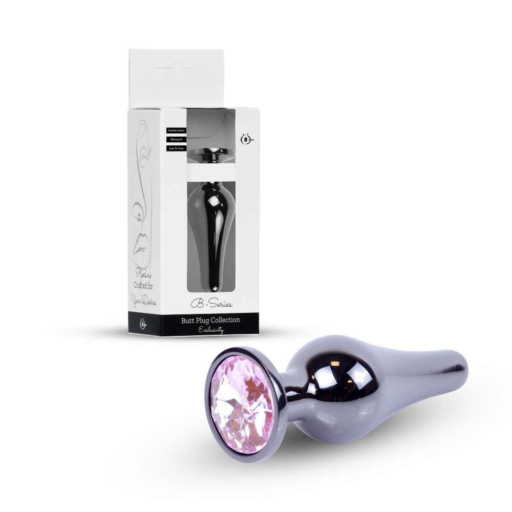 Анальна пробка - Jewellery Dark Silver Long Plug Pink - зображення 1