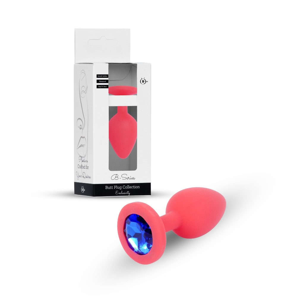 Анальна пробка - Jewellery Silicone Red Plug S Blue - зображення 1