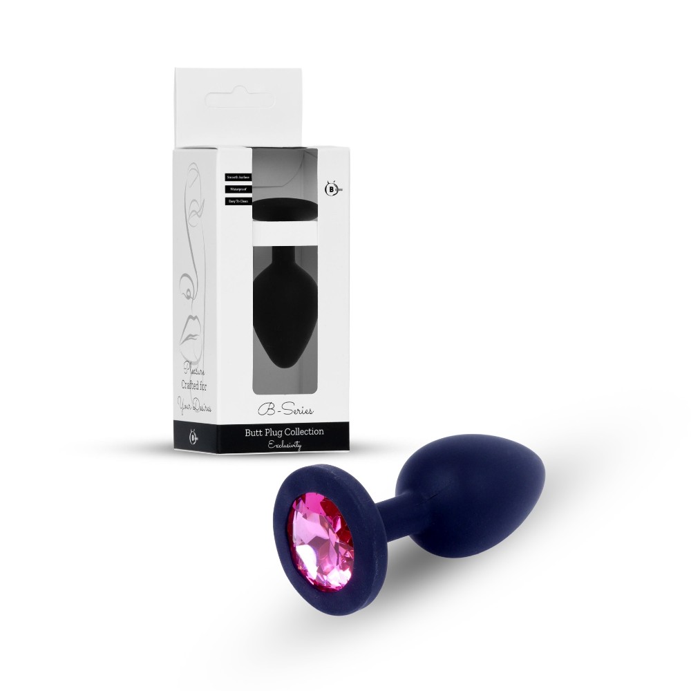 Анальна пробка - Jewellery Silicone Black Plug M Pink - зображення 1