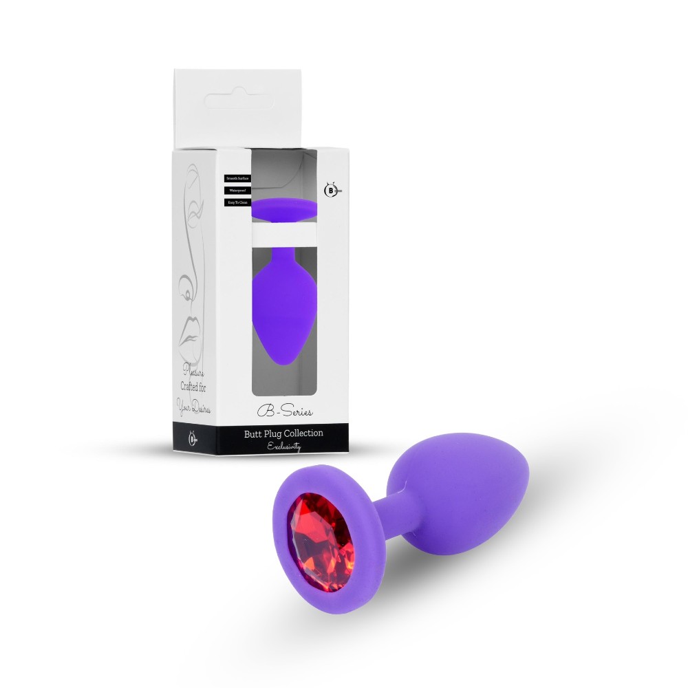 Анальна пробка - Jewellery Silicone Purple Plug S Red - зображення 1