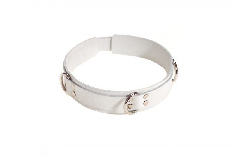 Нашийник Slave Leather Collar White - зображення 1