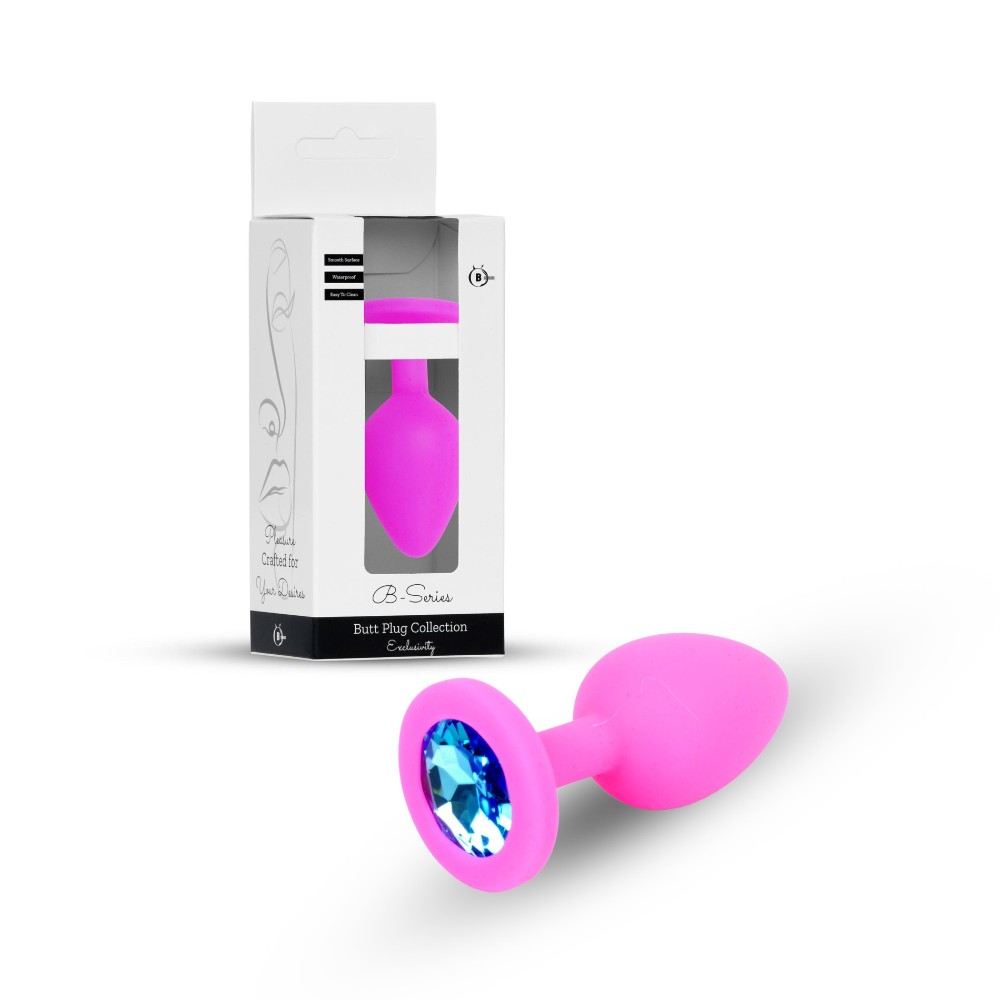 Анальна пробка - Jewellery Silicone Pink Plug M Light Blue - зображення 1