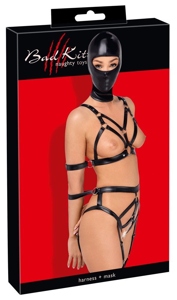 Боді з маскою - 2480492 Bad Kitty Strap+Mask Set, black S - зображення 1
