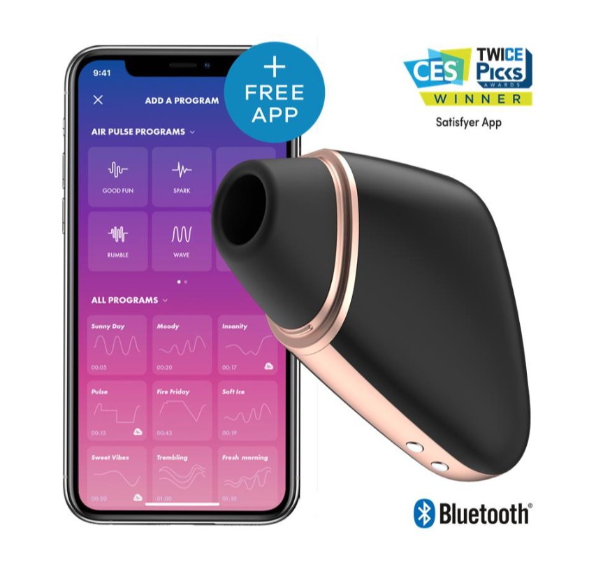 Вакуумний кліторальний вібратор - Satisfyer Love Triangle Black (App) - зображення 1