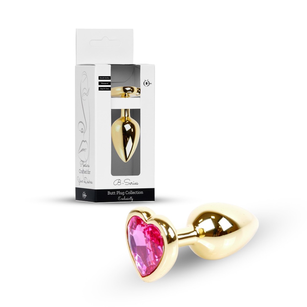 Анальна пробка - Jewellery Gold Heart Plug Pink - зображення 1