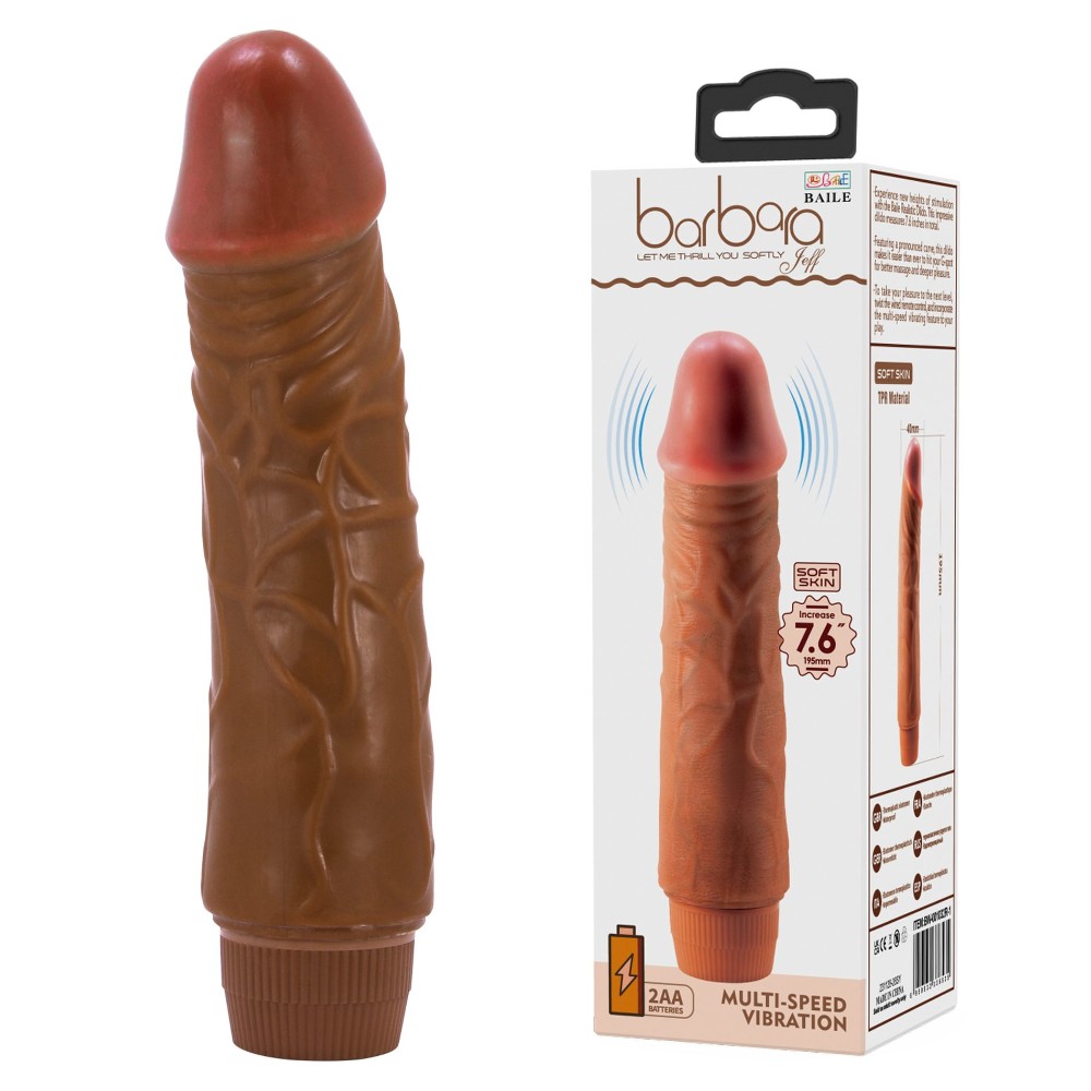 Вібратор - Barbara Jeff Vibrator 7,6" Brown - зображення 1