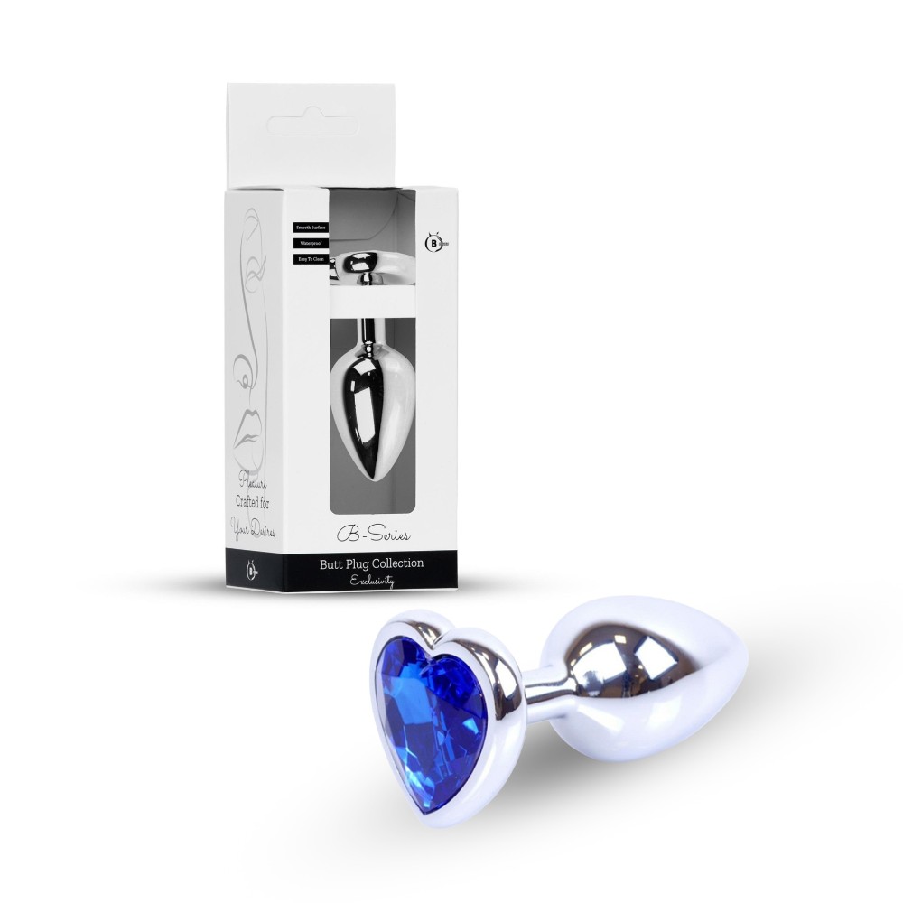 Анальна пробка - Jewellery Silver Heart PLUG- Dark Blue - зображення 1
