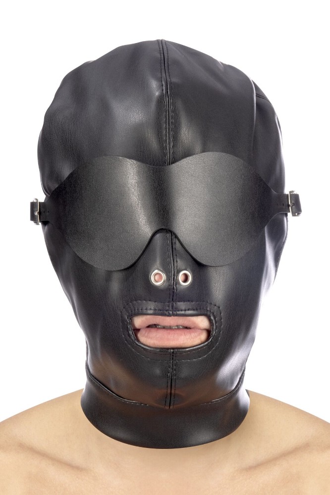 Капюшон для БДСМ зі знімною маскою Fetish Tentation BDSM hood in leatherette with removable mask - зображення 1