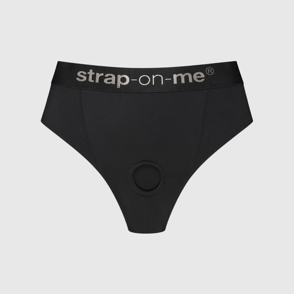 Трусики-бразиліана з фіксацією дилдо Strap-On-Me Harness Lingerie Idole – XS – Black, високі - зображення 1