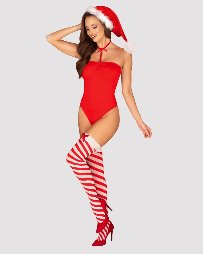 Боді Obsessive Kissmas teddy red L/XL (м'ята упаковка!!!) - зображення 1
