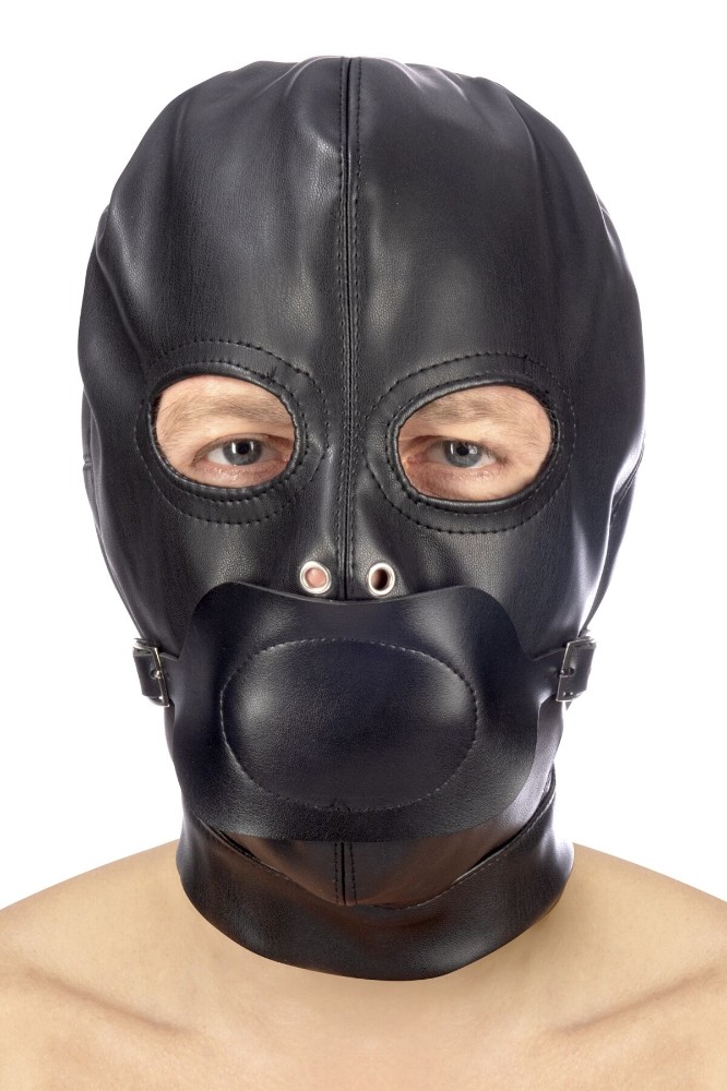 Капюшон з кляпом для БДСМ Fetish Tentation BDSM hood in leatherette with removable gag - зображення 1