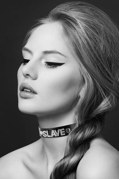 Чокер зі стразами Bijoux Pour Toi - SLAVE, натуральна шкіра - зображення 1