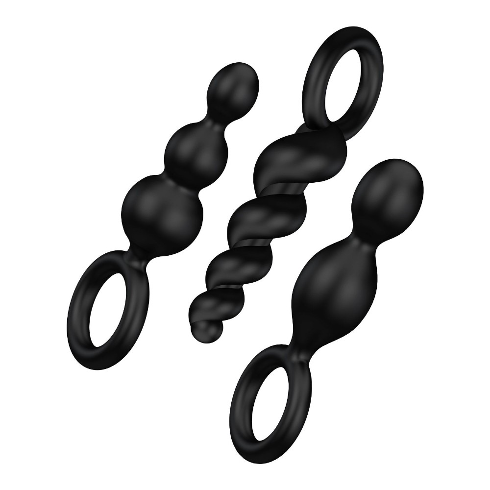 Набір анальних іграшок Satisfyer Plug black (set of 3) - Booty Call, макс. діаметр 3 см - зображення 1
