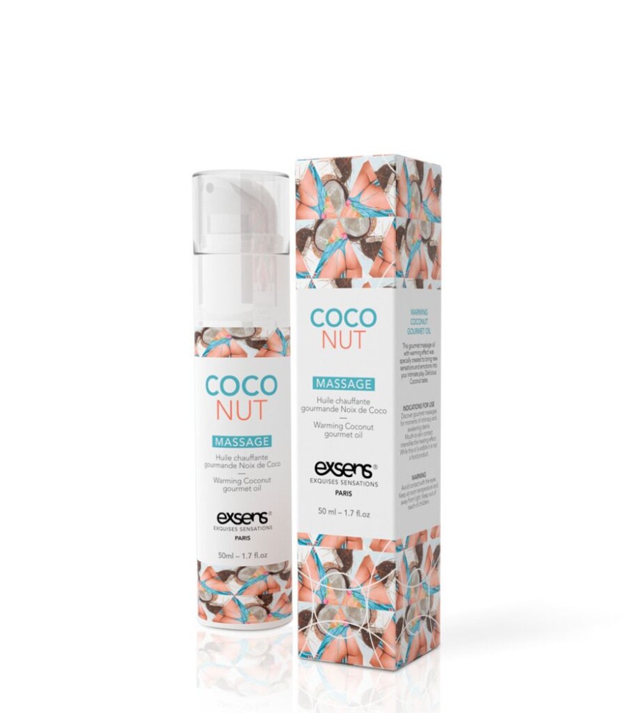 Масажна олія EXSENS Coconut 50 мл розігрівальна, без цукру, без парабенів, їстівна - зображення 1