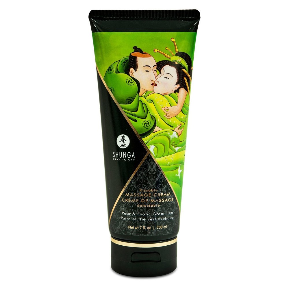 Їстівний масажний крем Shunga Kissable Massage Cream – Pear & Exotic Green Tea (200 мл) - зображення 1