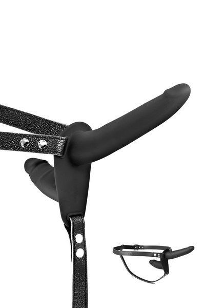 Подвійний страпон Fetish Tentation Strap-On with Double Dildo Black - зображення 1