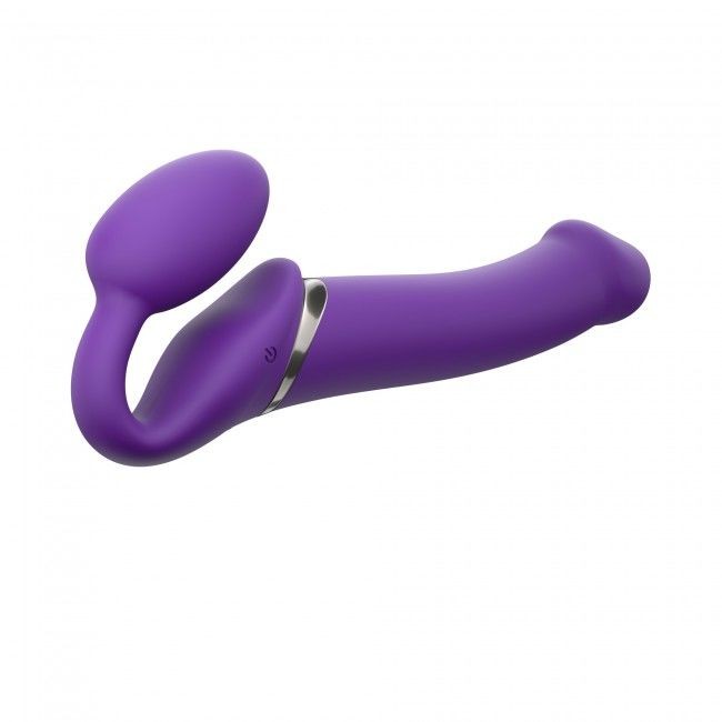 Безремінний страпон з вібрацією Strap-On-Me Vibrating Violet L, діам. 4,2 см, пульт ДК, регульований - зображення 1