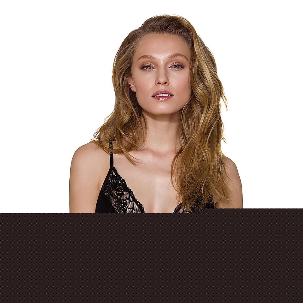 Еластичний топ з мереживом Passion PS001 TOP S, black - зображення 1