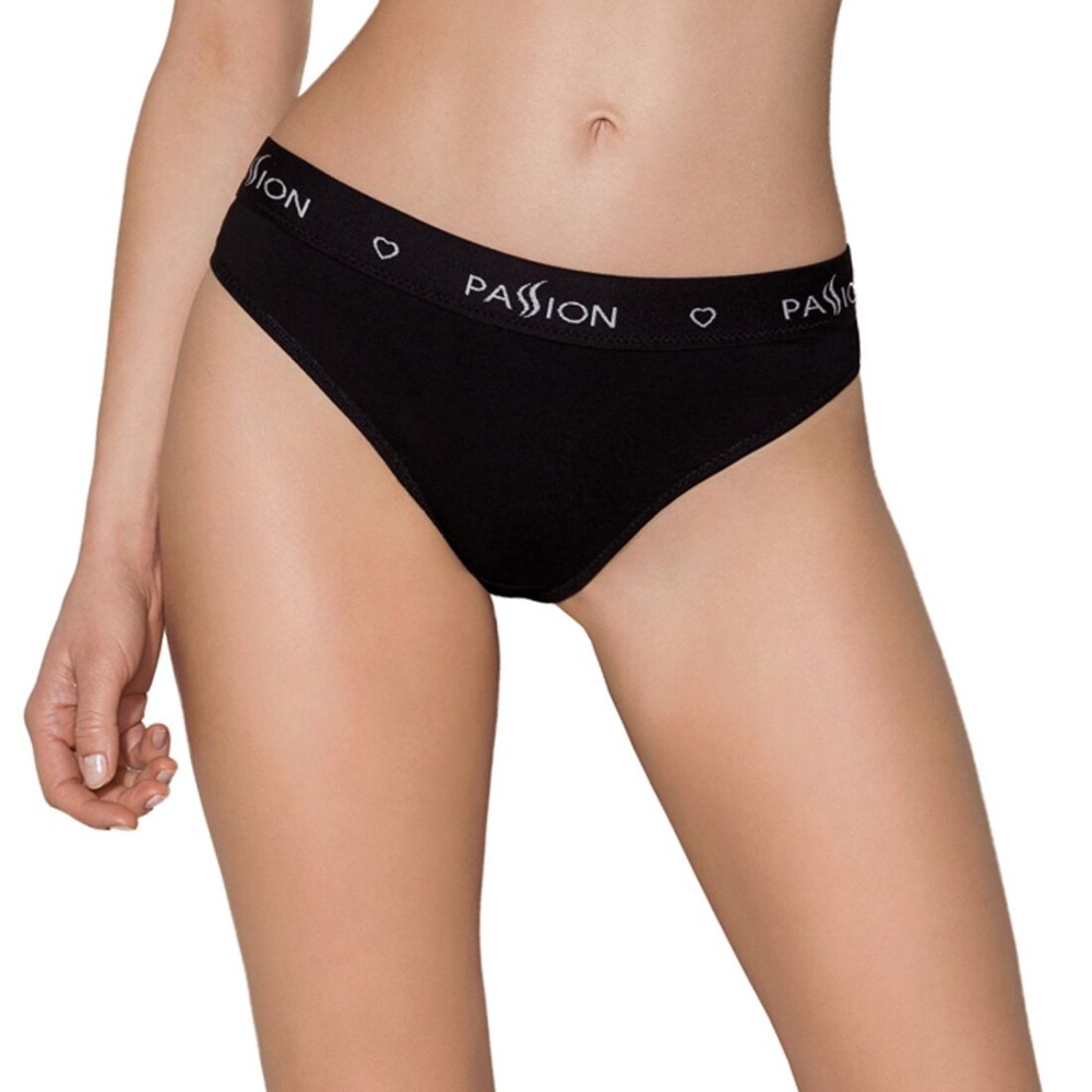 Трусики-сліпи з бавовни та еластаном Passion PS004 PANTIES L, black - зображення 1