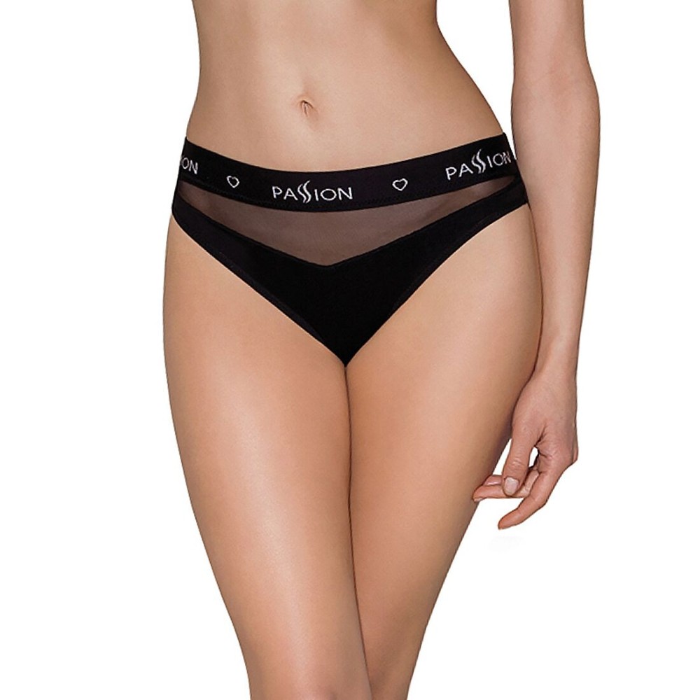 Трусики з прозорою вставкою Passion PS006 PANTIES S, black - зображення 1