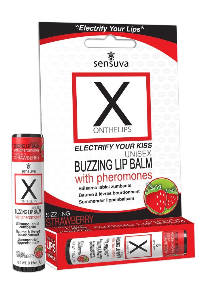 Стимулювальний бальзам для губ унісекс Sensuva – X on the Lips Strawberry з феромонами, полуниця - зображення 1