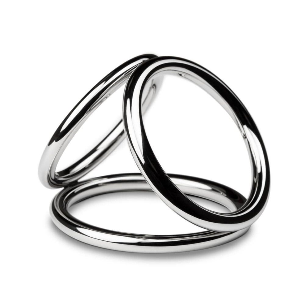 Потрійне ерекційне кільце Sinner Gear Unbendable – Triad Chamber Metal Cock and Ball Ring – Large - зображення 1