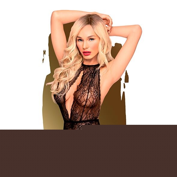 Боді з глибоким декольте та високими трусиками Penthouse - Toxic Powder Black L/XL - зображення 1