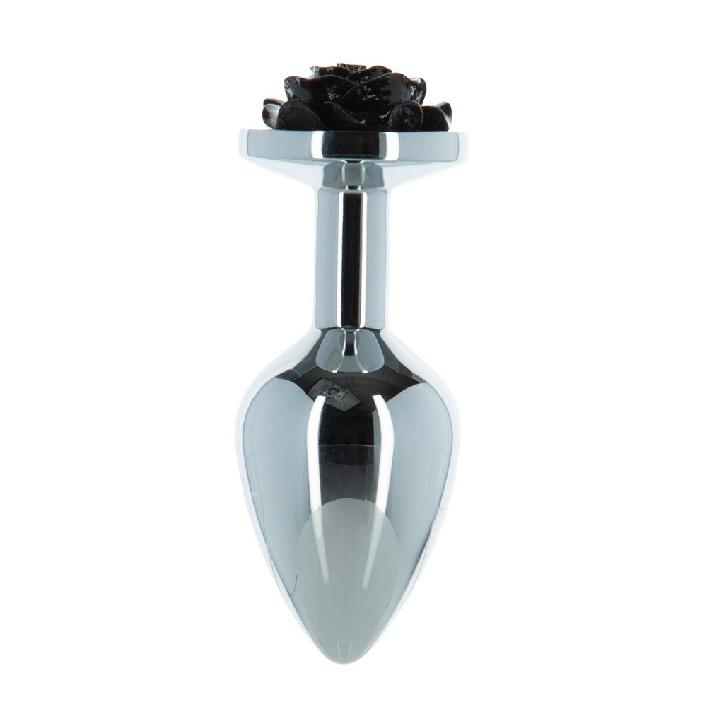 Металева анальна пробка Lux Active з трояндою - Rose Anal Plug - Black, віброкуля в подарунок - зображення 1