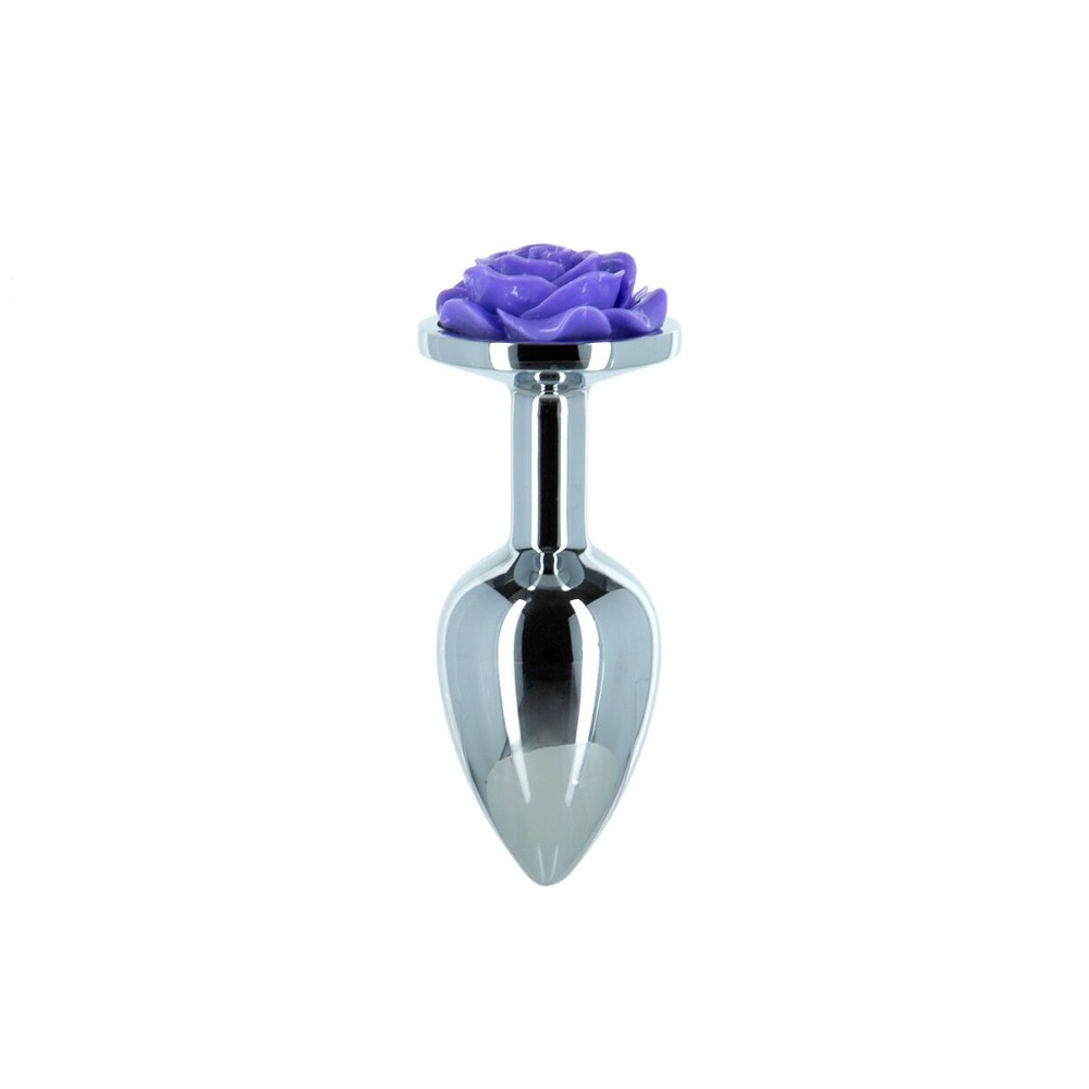 Металева анальна пробка Lux Active з трояндою - Rose Anal Plug - Purple, віброкуля в подарунок - зображення 1