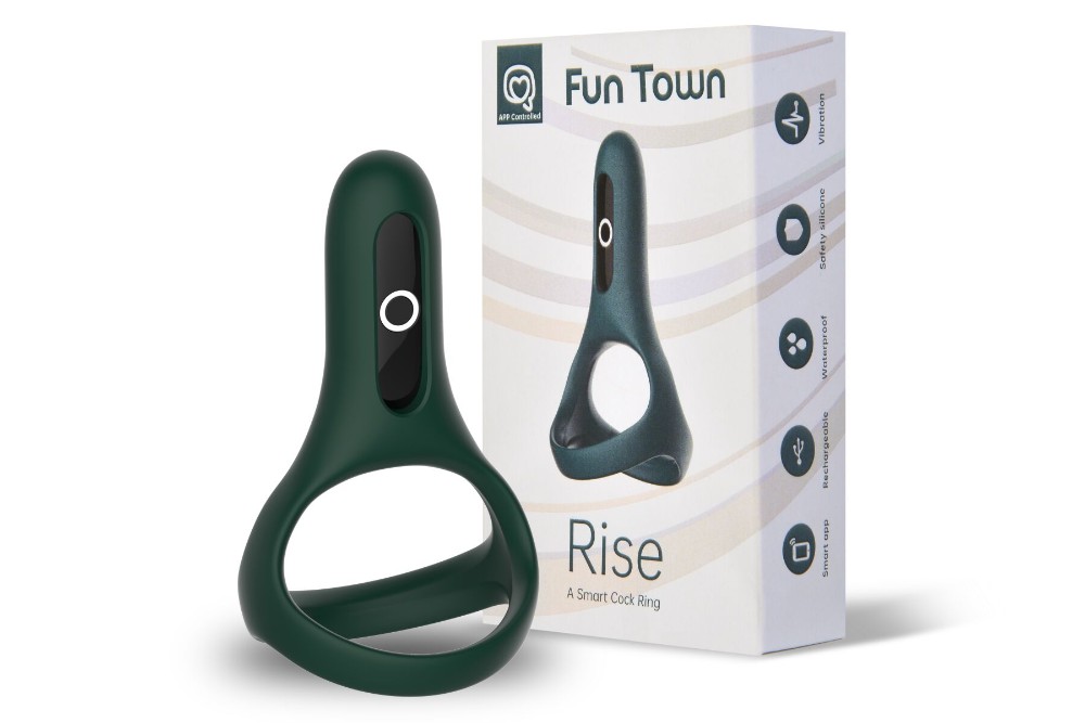 Подвійне ерекційне кільце Fun Town Rise Turquoise, керування зі смартфона - зображення 1