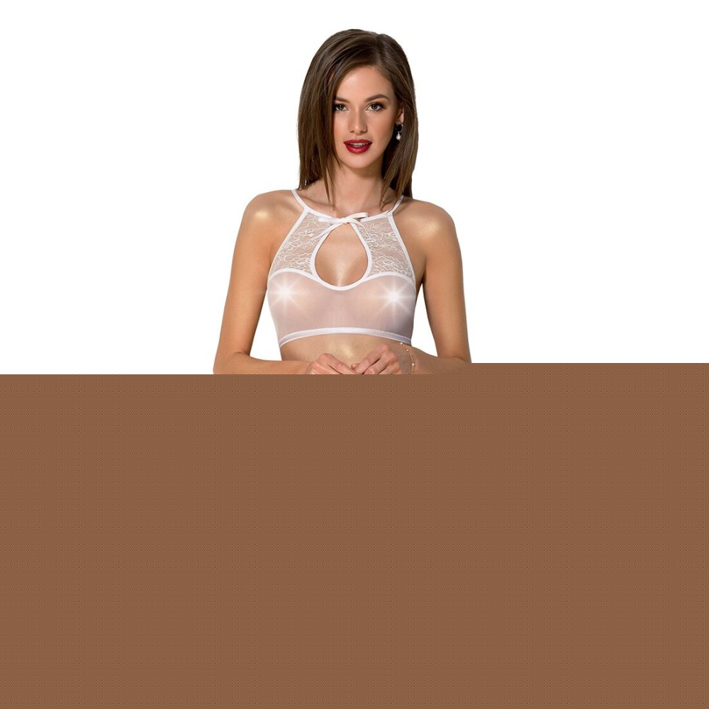 Комплект білизни Passion URSULA SET XXL/XXXL, White, бра, трусики з ажурним декором та відкритим кроком - зображення 1