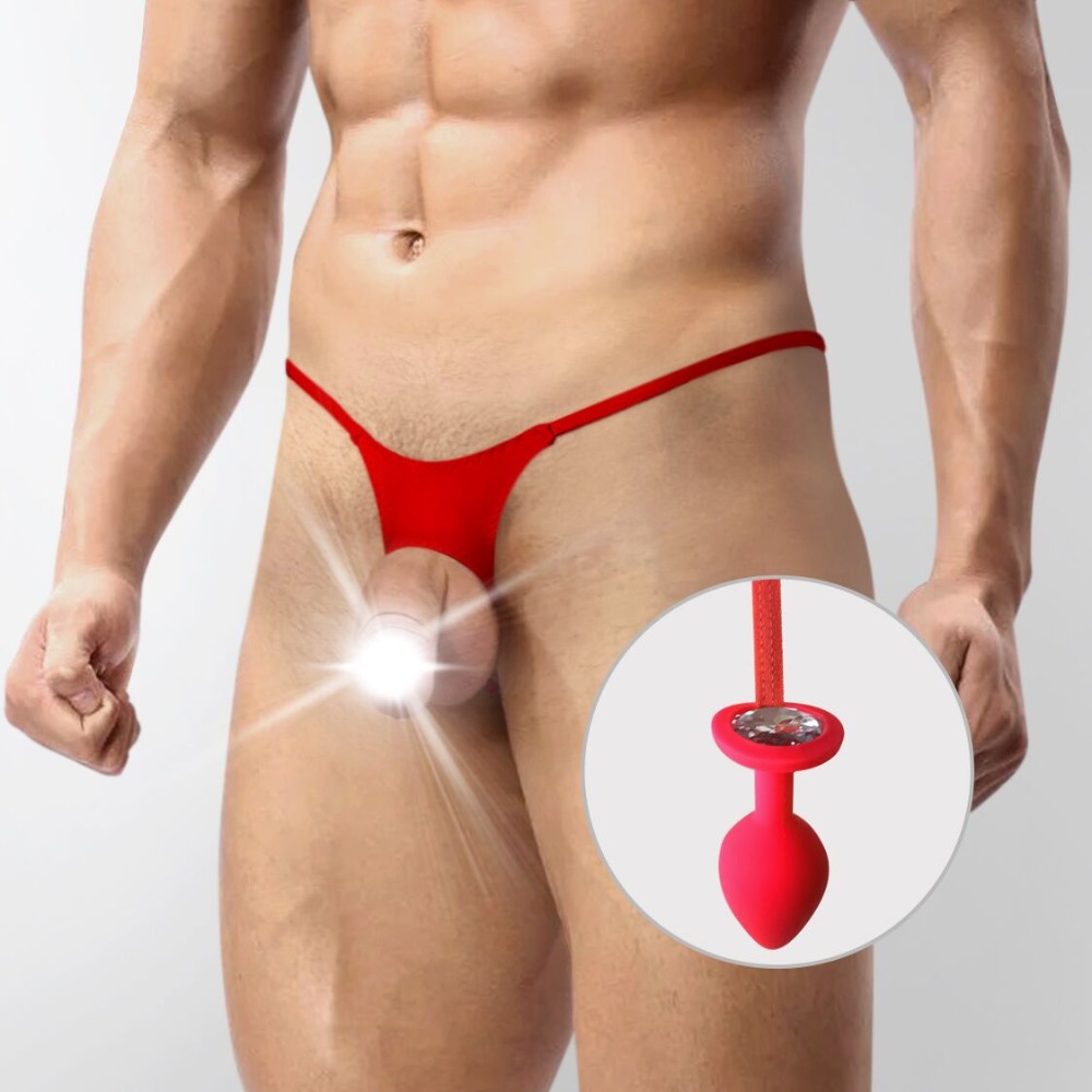 Чоловічі труси XS-2XL із силіконовою анальною пробкою Art of Sex - Joni plug panties size M Red - зображення 1