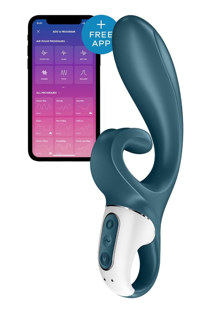 Смарт вібратор-кролик Satisfyer Hug Me Bluegrey, 2 мотори, діаметр 4,2см, широка кліторальна частина - зображення 1