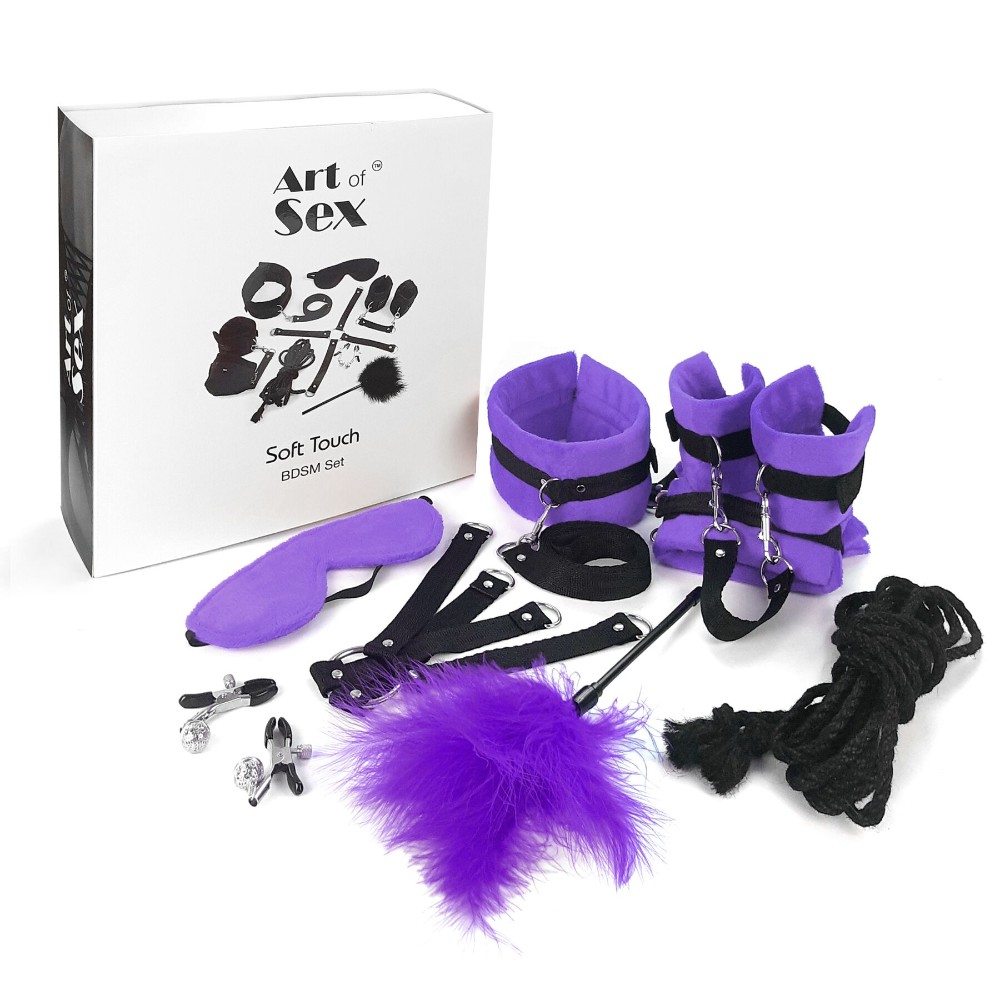 BDSM-набір Art of Sex – Soft Touch BDSM Set, фіолетовий, 9 предметів - зображення 1